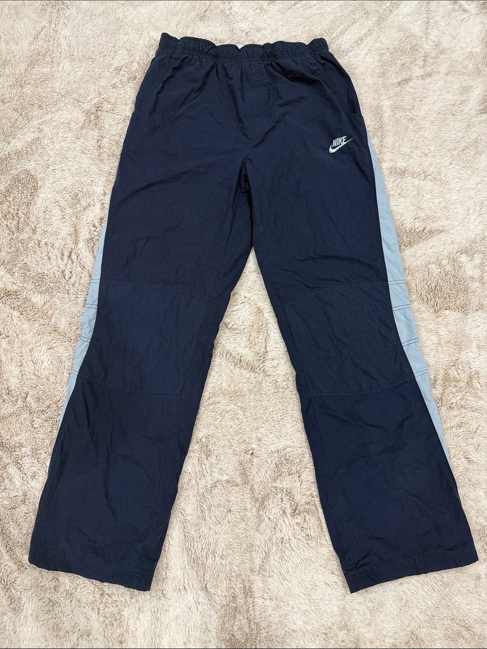Vintage Nike Navy Blue W/ Light Blue Panel Track Pants
